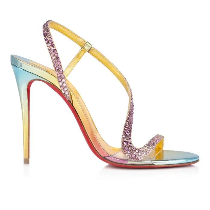 Women Rosalie Strass Boreal 100 Mm Sandals 8211 Metallic Suede And Spikes Boreal 8211 Multicolor Christian Louboutin Sandals and Slides
