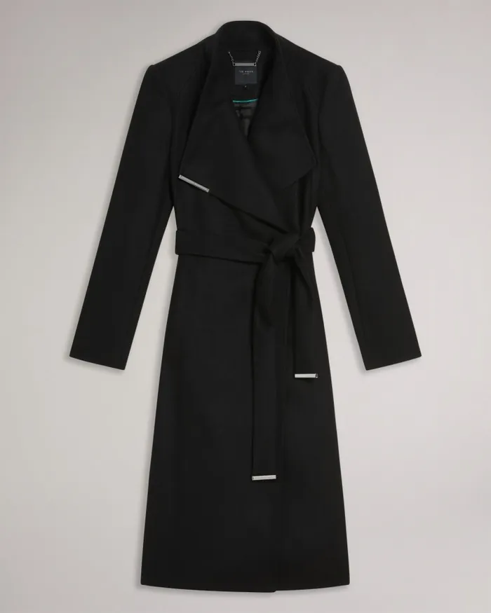 Women ROSE 8211 Wool Wrap Coat Black Ted Baker Coats and Jackets