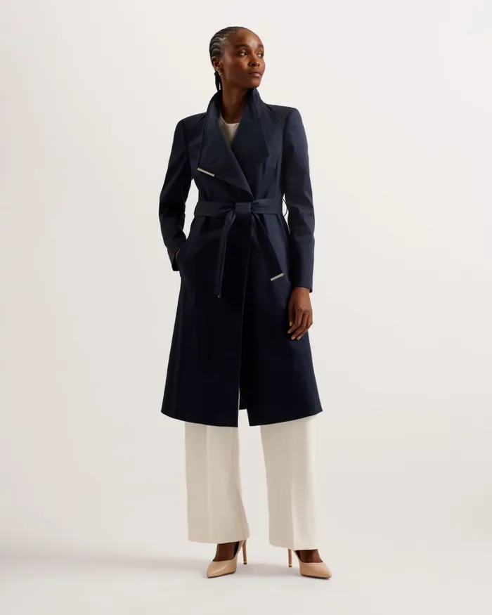 Women ROSINA 8211 Midi Length Wrap Trench Coat Dark Blue Ted Baker Coats and Jackets Women ROSINA 8211 Midi Length Wrap Trench Coat Dark Blue Ted Baker Coats and Jackets