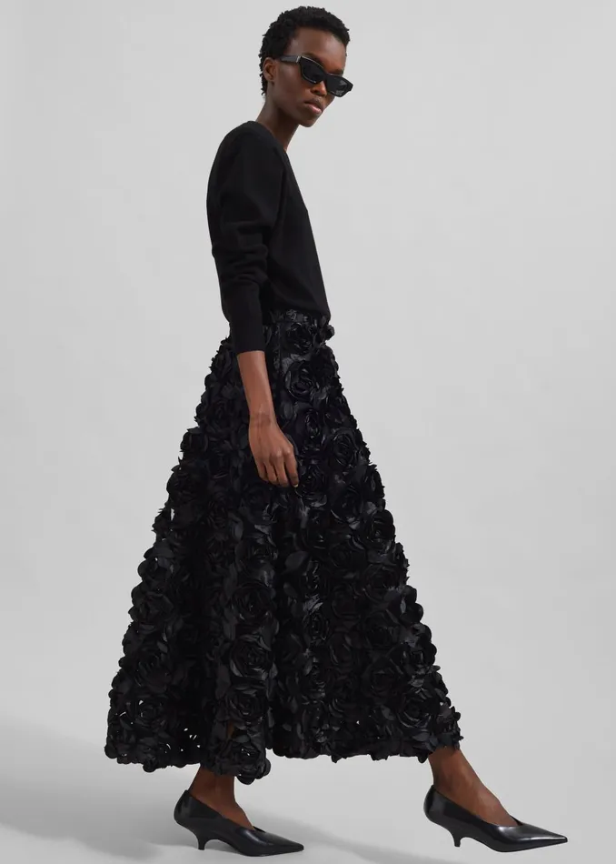 Women Rotate Maxi Sun Skirt 8211 Black The Frankie Shop Bottoms