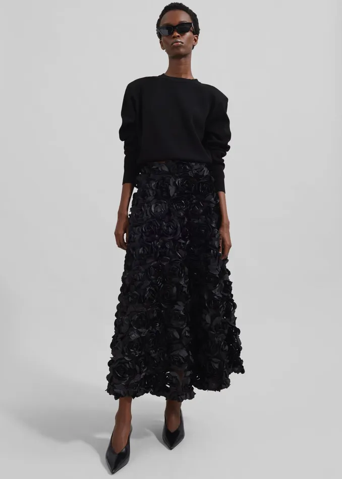 Women Rotate Maxi Sun Skirt 8211 Black The Frankie Shop Bottoms