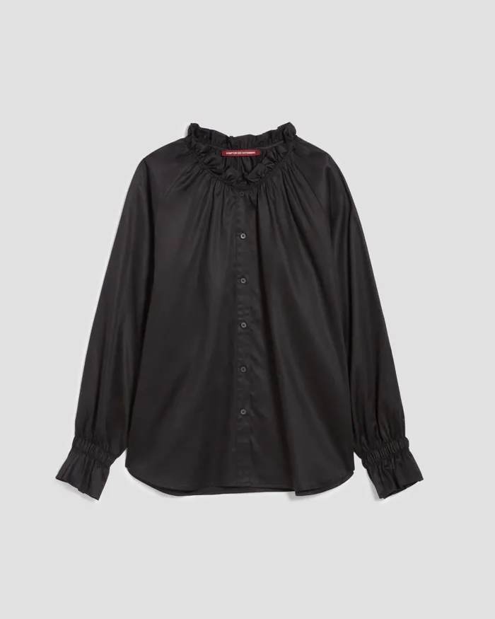 Women Ruffle Neck Shirt Black Beauty Comptoir Des Cotonniers Blouses and Shirts and Tops Women Ruffle Neck Shirt Black Beauty Comptoir Des Cotonniers Blouses and Shirts and Tops