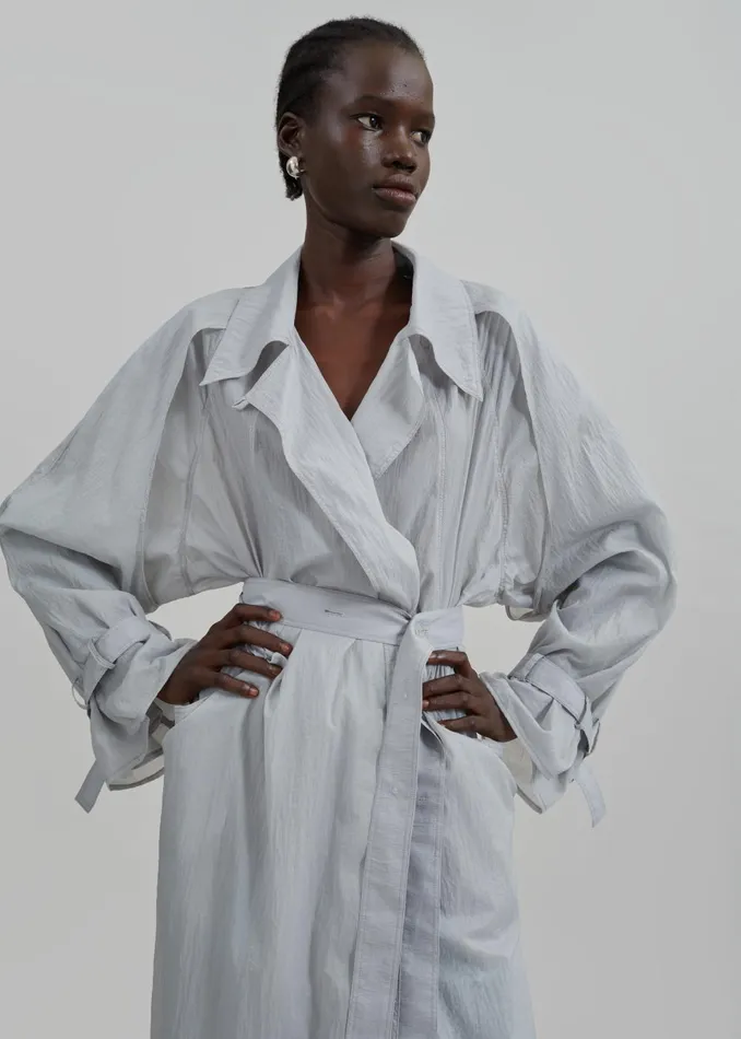 Women Sal Trench Coat 8211 Light Grey The Frankie Shop Outerwear