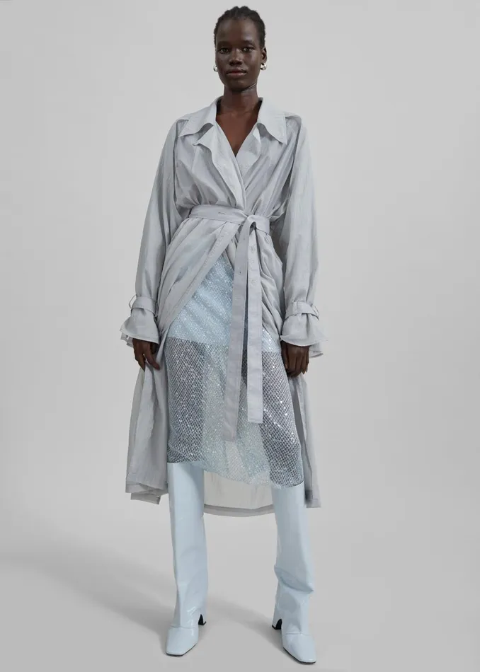 Women Sal Trench Coat 8211 Light Grey The Frankie Shop Outerwear