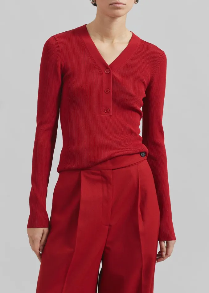 Women Samse Samse Saleonore VNeck 8211 Scarlet Sage The Frankie Shop Knitwear