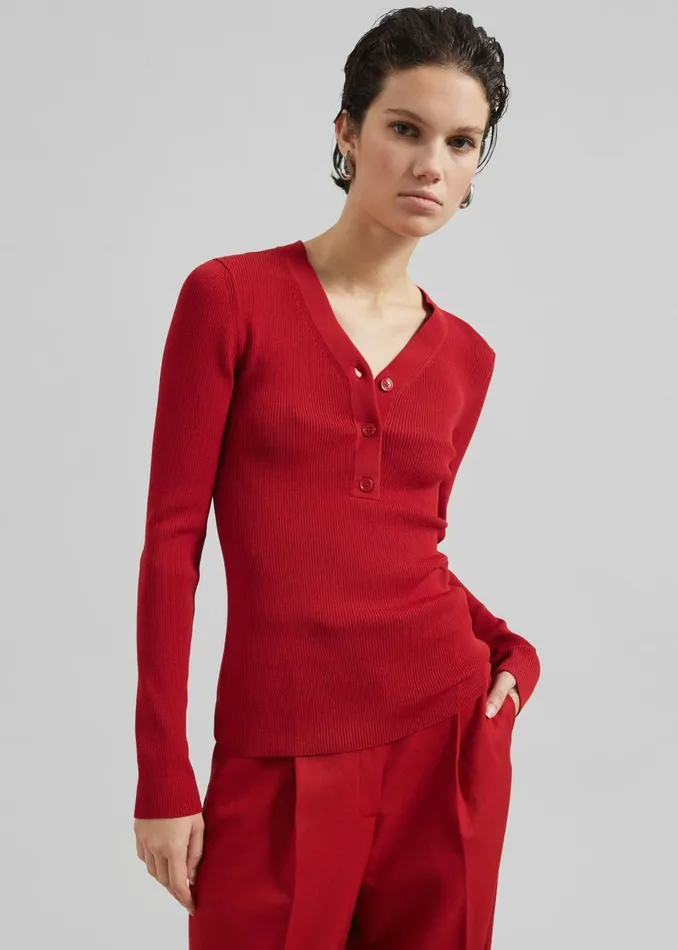 Women Samse Samse Saleonore VNeck 8211 Scarlet Sage The Frankie Shop Knitwear