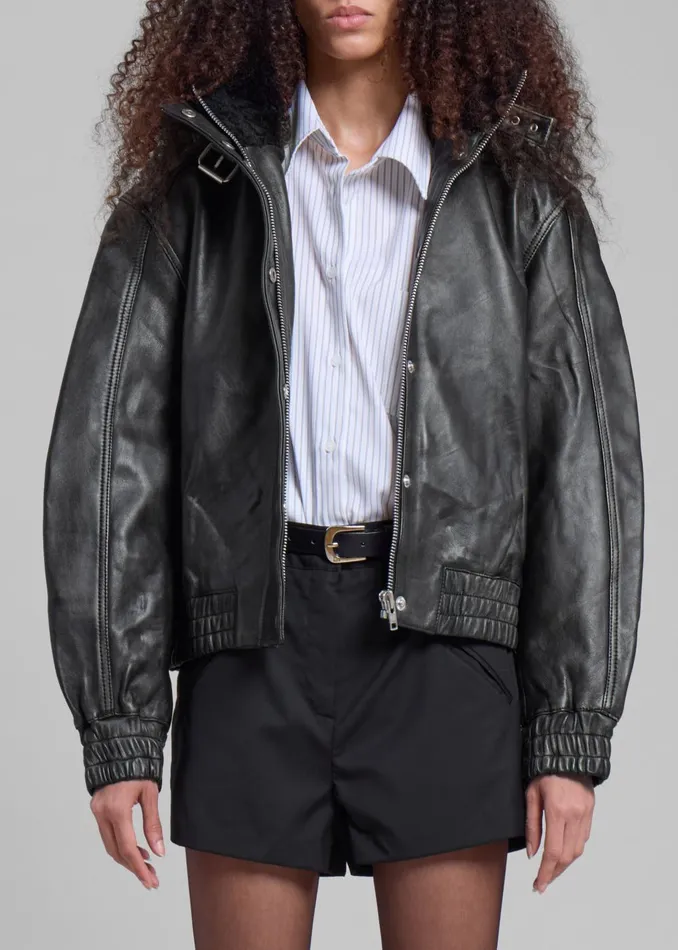 Women Samse Samse Sameadow Bomber 8211 Washed Black Olive The Frankie Shop Outerwear