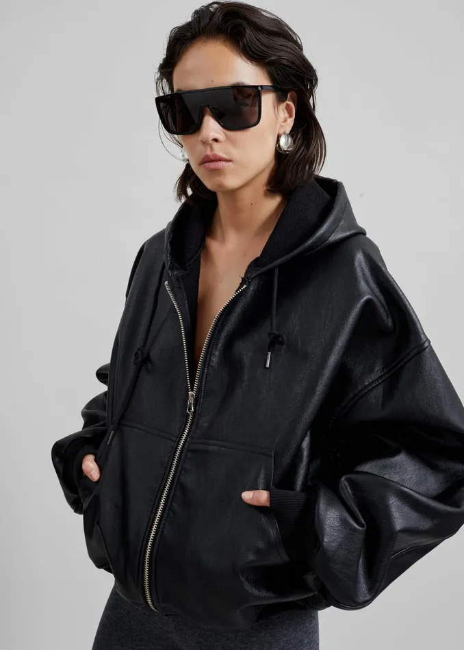 Women Santiago Faux Leather Jacket 8211 Black The Frankie Shop Outerwear