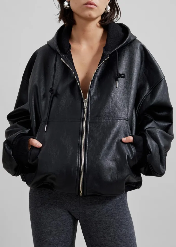 Women Santiago Faux Leather Jacket 8211 Black The Frankie Shop Outerwear