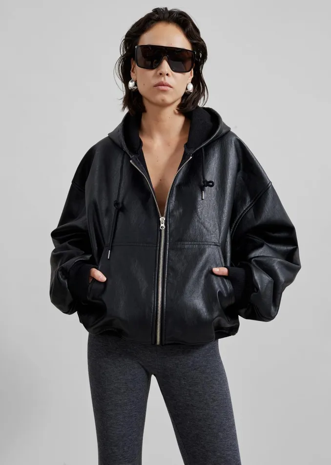 Women Santiago Faux Leather Jacket 8211 Black The Frankie Shop Outerwear