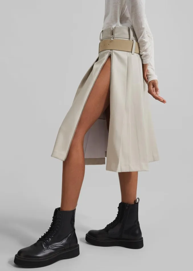 Women Sarina Pleated Skirt 8211 Beige The Frankie Shop Bottoms