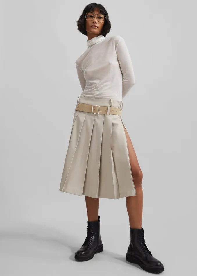 Women Sarina Pleated Skirt 8211 Beige The Frankie Shop Bottoms