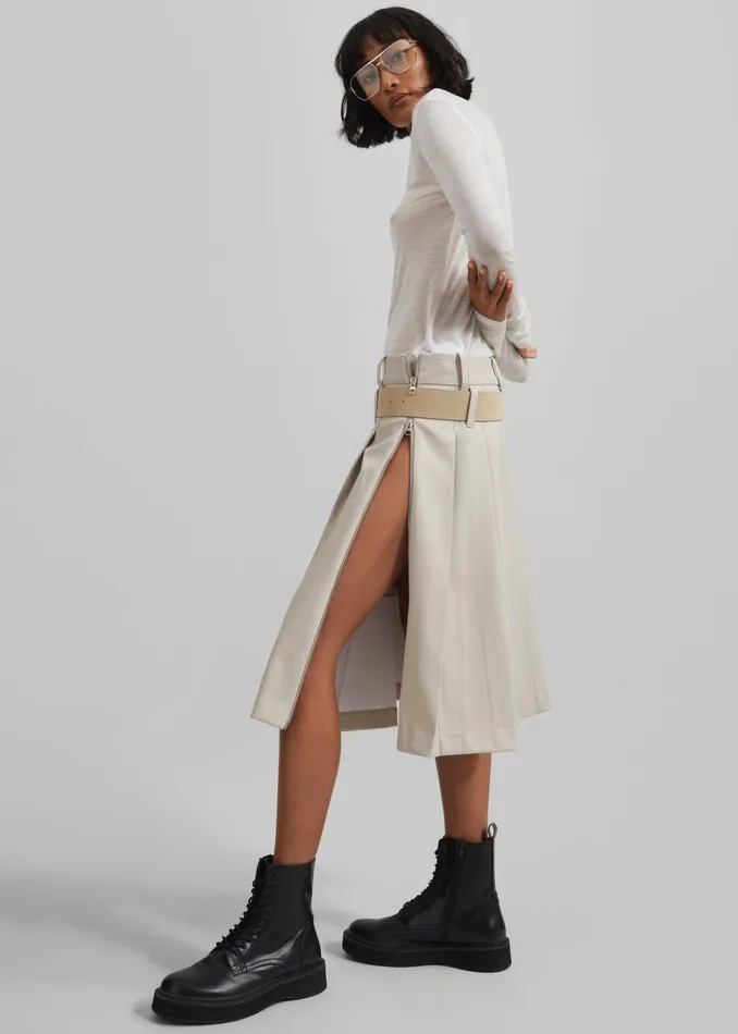 Women Sarina Pleated Skirt 8211 Beige The Frankie Shop Bottoms