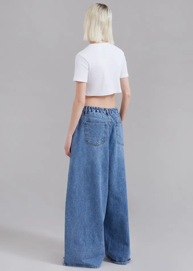Women Sasha Wide Leg Jeans 8211 Worn Wash The Frankie Shop Bottoms