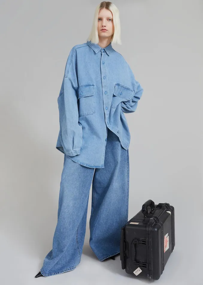 Women Sasha Wide Leg Jeans 8211 Worn Wash The Frankie Shop Bottoms