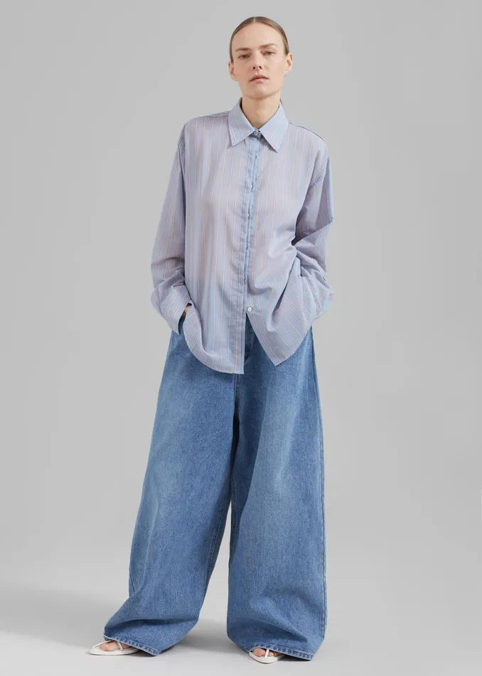 Women Sasha Wide Leg Jeans 8211 Worn Wash The Frankie Shop Bottoms
