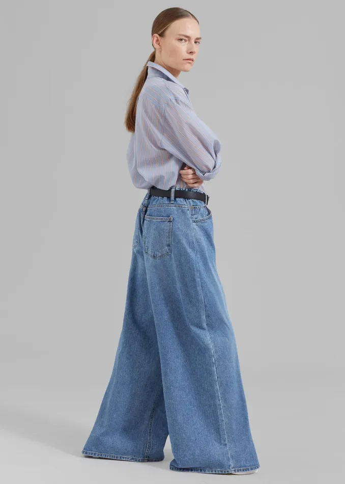 Women Sasha Wide Leg Jeans 8211 Worn Wash The Frankie Shop Bottoms