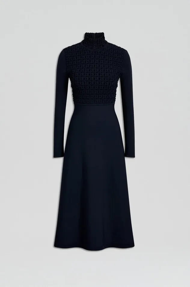 Women Scanlan Theodore CREPE KNIT DAISY DRESS NAVY Dresses Women Scanlan Theodore CREPE KNIT DAISY DRESS NAVY Dresses