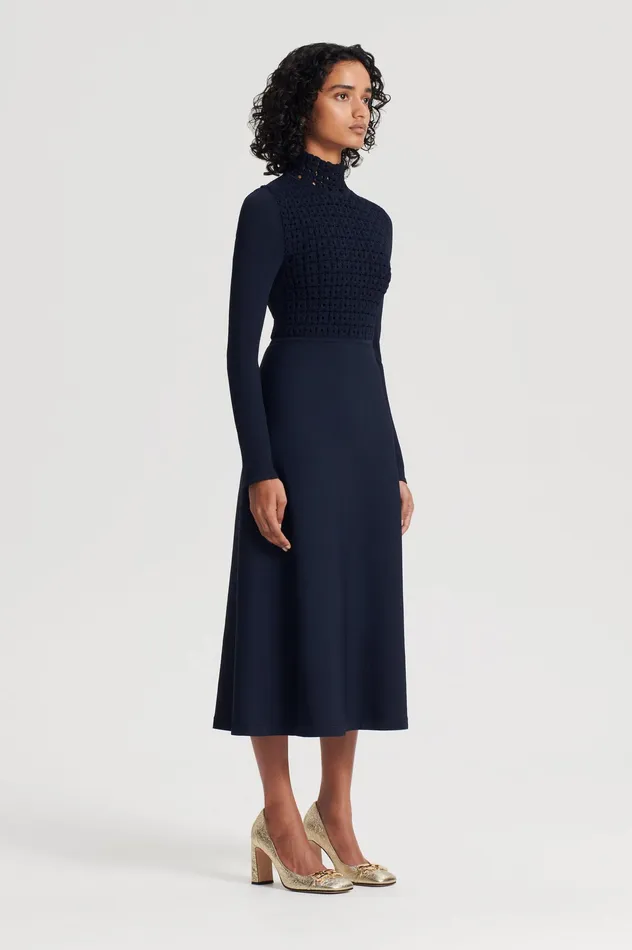 Women Scanlan Theodore CREPE KNIT DAISY DRESS NAVY Dresses Women Scanlan Theodore CREPE KNIT DAISY DRESS NAVY Dresses