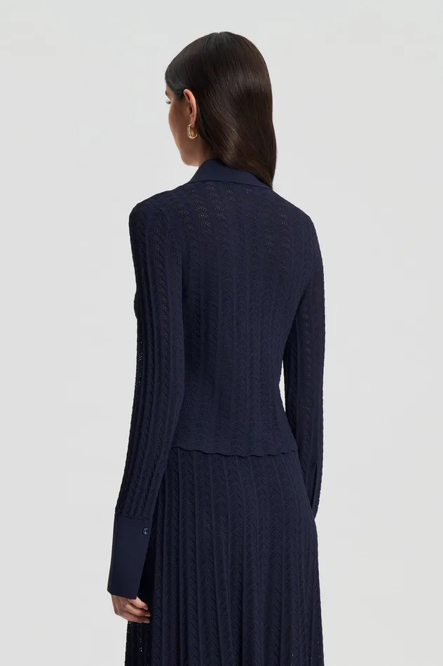 Women Scanlan Theodore PLEAT LACE LS SHIRT NAVY Shirts