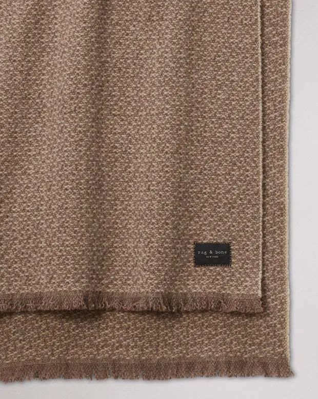 Women Scarves and Ponchos Rag and Bone Joni Wool Tweed Scarf Walnut Biscuit