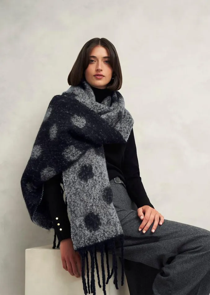 Women Scarves Hobbs Mona Scarf Black Grey