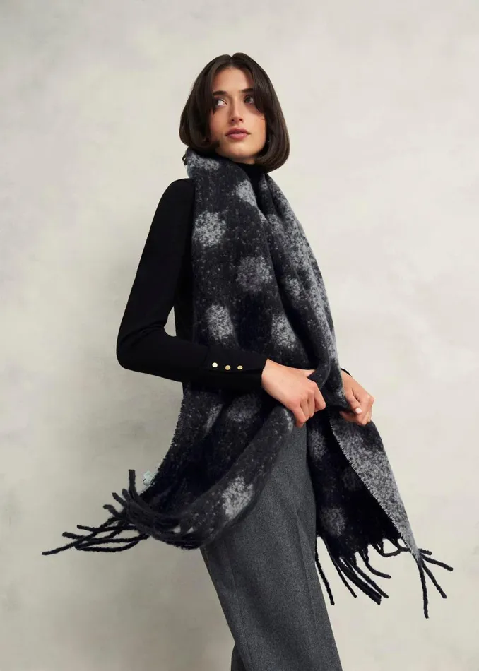 Women Scarves Hobbs Mona Scarf Black Grey