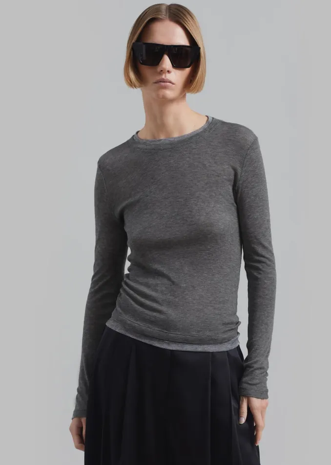 Women Scottie Layered Tee 8211 Grey The Frankie Shop Tops