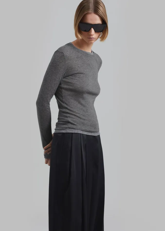 Women Scottie Layered Tee 8211 Grey The Frankie Shop Tops