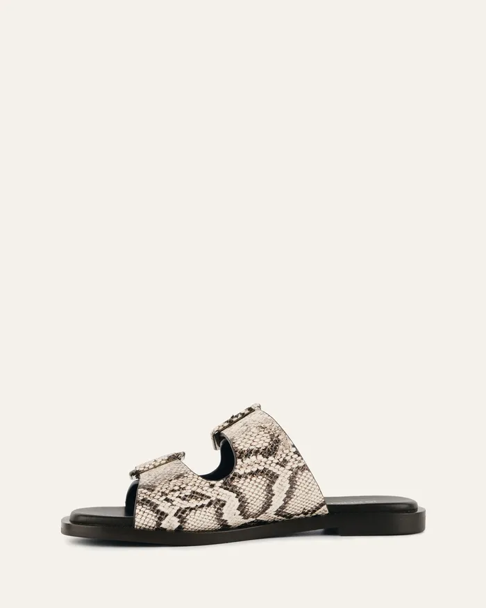 Women Sebastian flat slide natural snake print leather FLAT SANDALS jomercer Women Sebastian flat slide natural snake print leather FLAT SANDALS jomercer