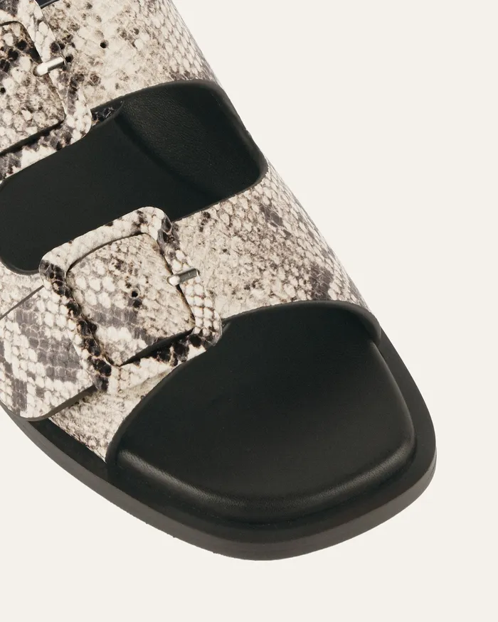 Women Sebastian flat slide natural snake print leather FLAT SANDALS jomercer Women Sebastian flat slide natural snake print leather FLAT SANDALS jomercer