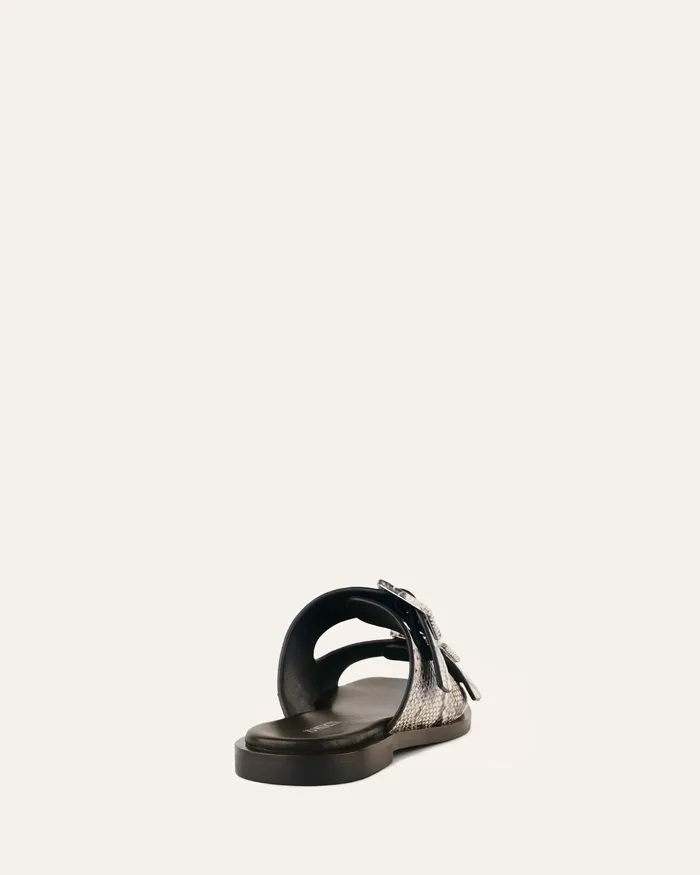 Women Sebastian flat slide natural snake print leather FLAT SANDALS jomercer Women Sebastian flat slide natural snake print leather FLAT SANDALS jomercer