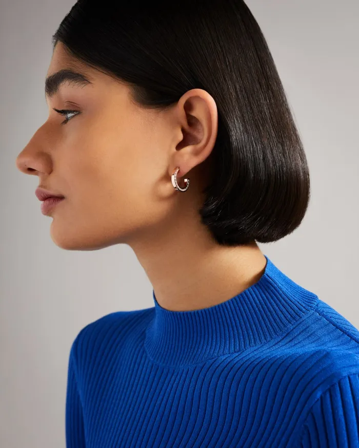 Women SENATTA 8211 Crystal Hoop Earrings Rose Gold Colour Ted Baker Jewellery