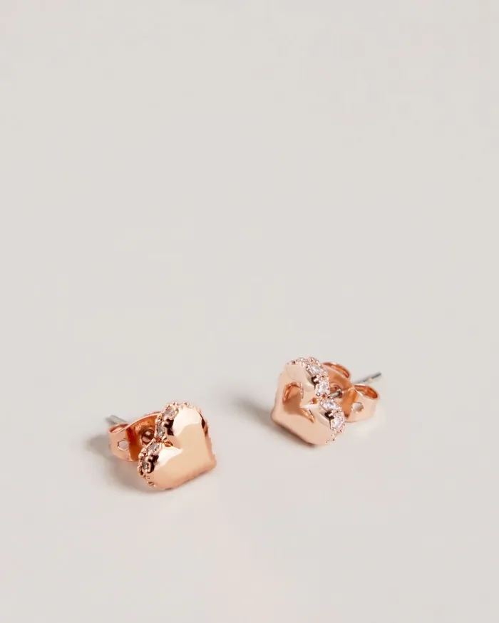 Women SERSY 8211 Sparkle Heart Stud Earrings Rose Gold Colour Ted Baker Jewellery