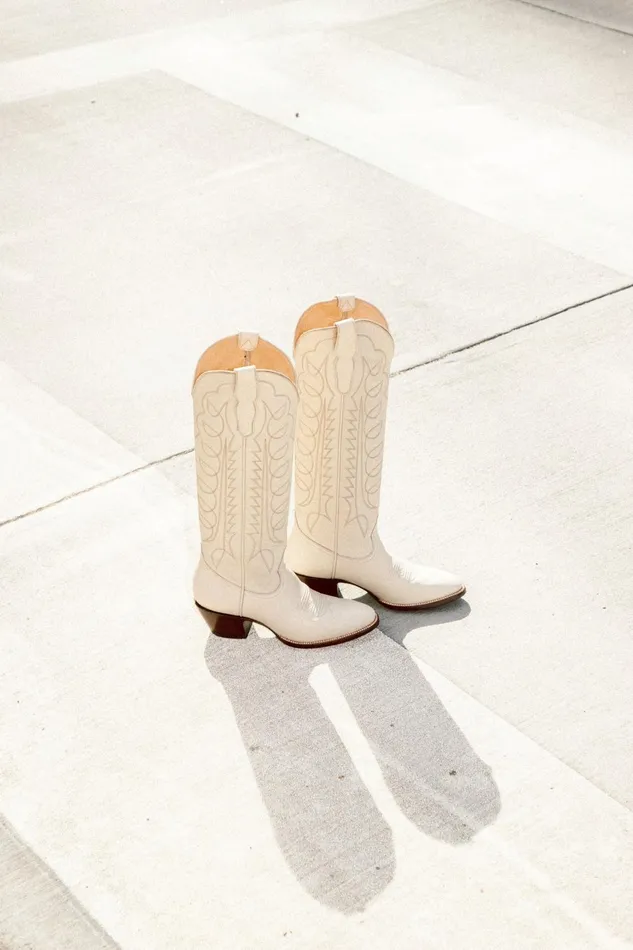 Women Shoes LoveShackFancy The Richmond Boot By City Boots Bone