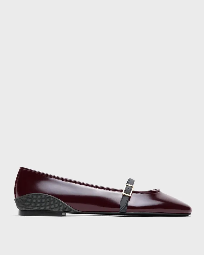 Women Shoes Theory Leather Ballerina Flat Bordeaux