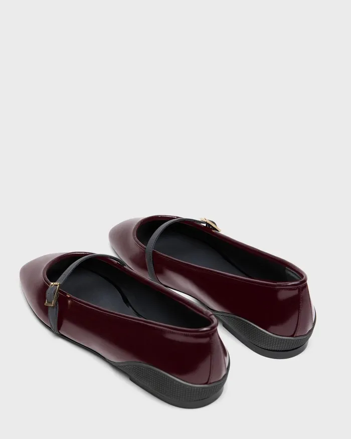 Women Shoes Theory Leather Ballerina Flat Bordeaux