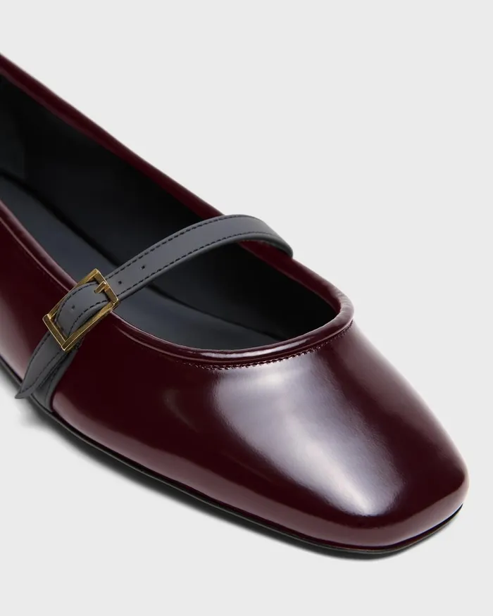 Women Shoes Theory Leather Ballerina Flat Bordeaux