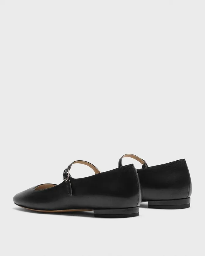 Women Shoes Theory Mary Jane Ballerina Flat In Leather Black