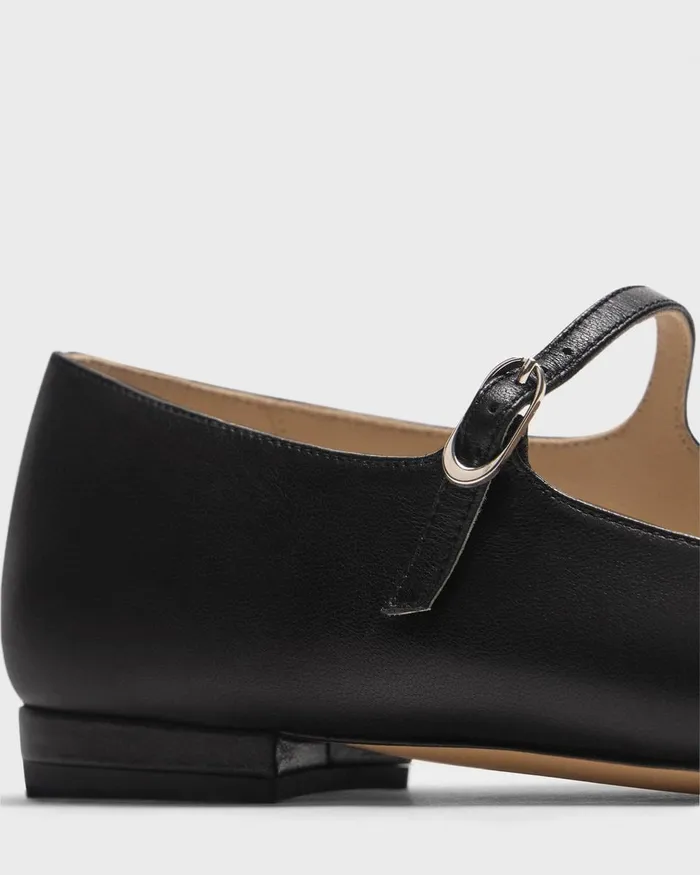 Women Shoes Theory Mary Jane Ballerina Flat In Leather Black