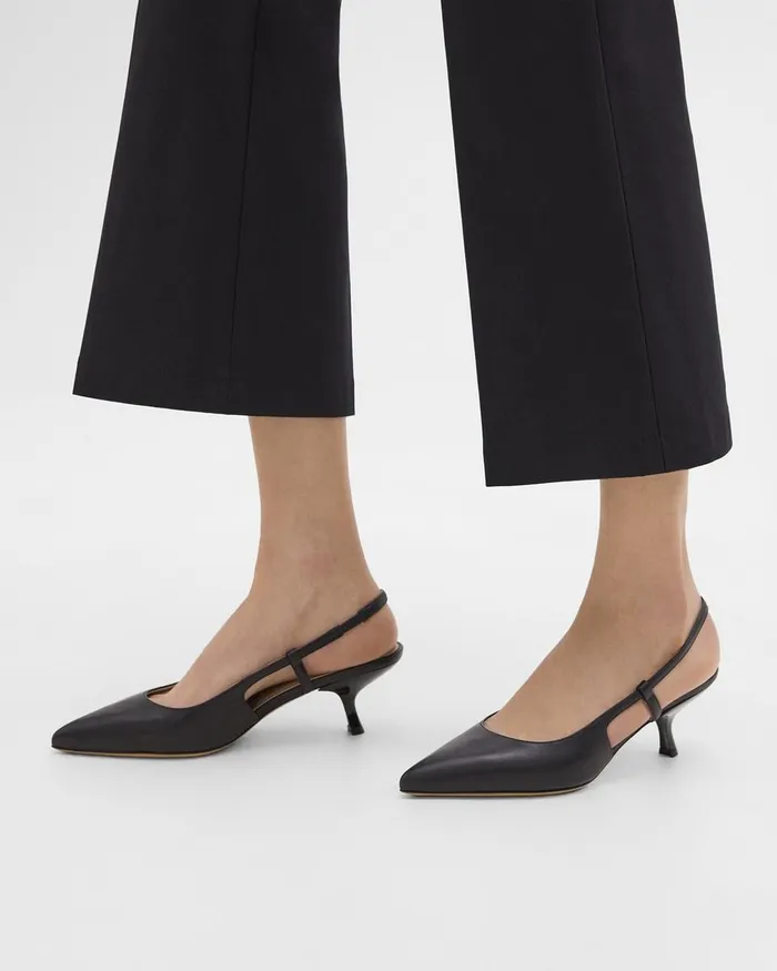 Women Shoes Theory Micro Slingback Pump In Leather Black