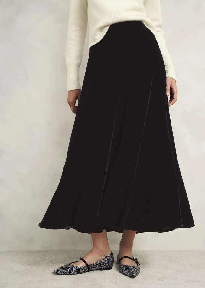 Women Skirts Hobbs Charteris Velvet Skirt Black