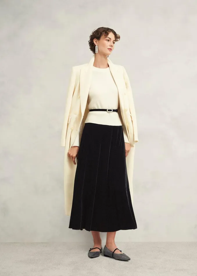 Women Skirts Hobbs Charteris Velvet Skirt Black