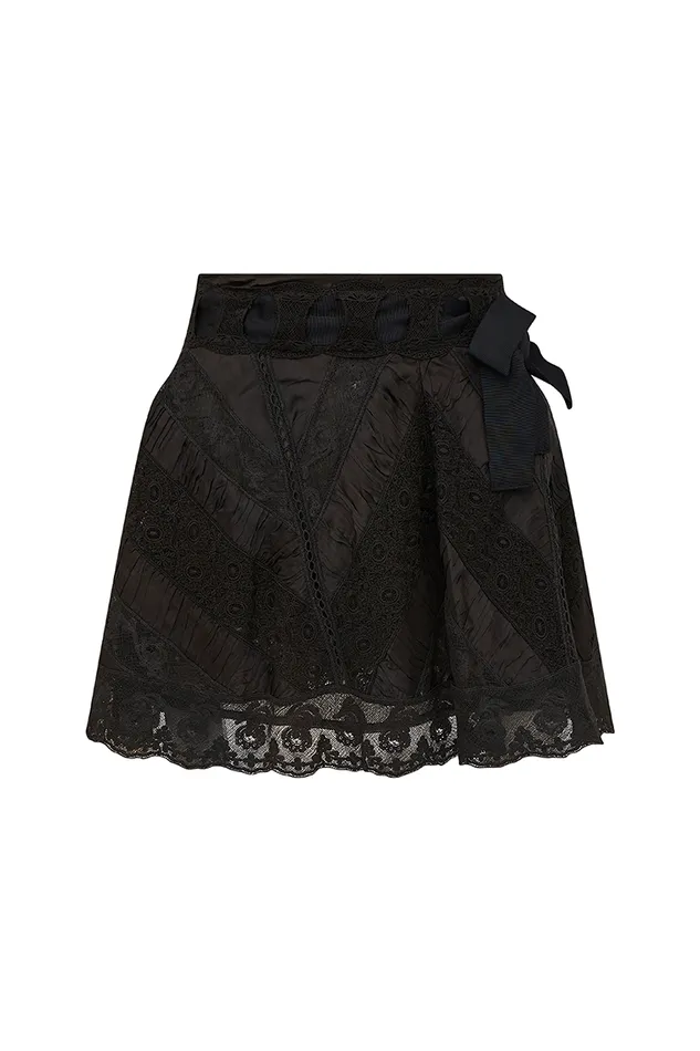 Women Skirts LoveShackFancy Shayda Lace Mini Skirt Black