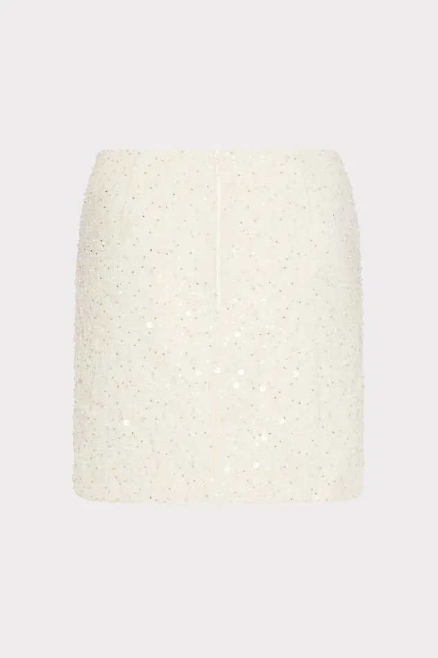 Women Skirts Milly Beaded Tweed Modern Mini Skirt White Women Skirts Milly Beaded Tweed Modern Mini Skirt White