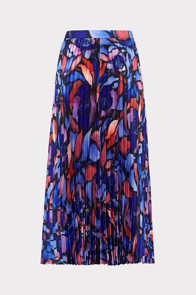 Women Skirts Milly Otha Dream Rose Pleated Skirt Dream Rose Blue