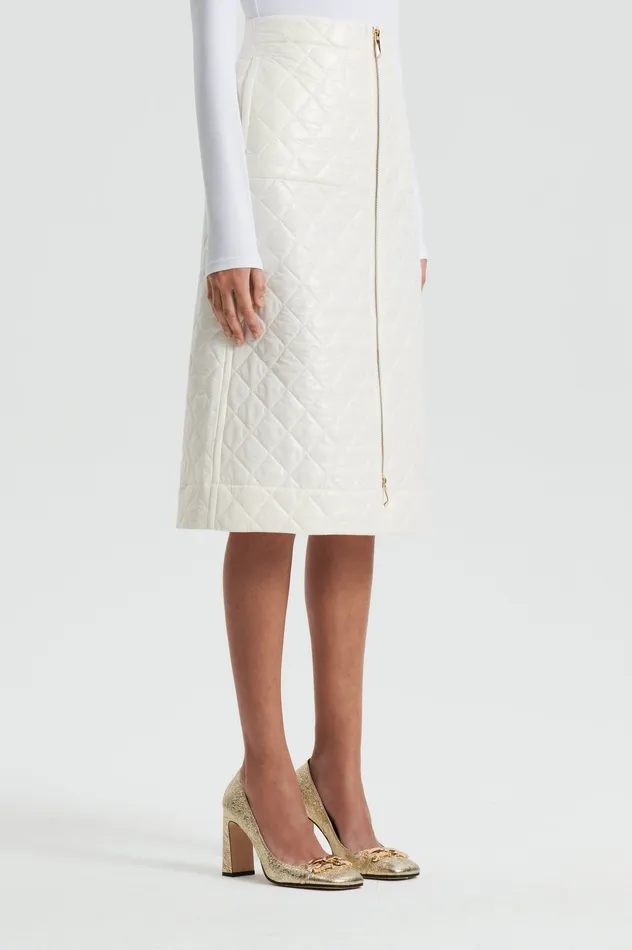 Women Skirts Scanlan Theodore QUILTED SKIRT WHITE Women Skirts Scanlan Theodore QUILTED SKIRT WHITE