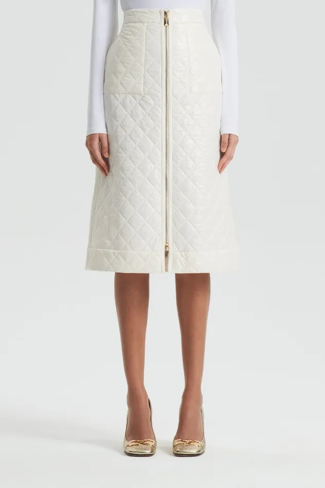 Women Skirts Scanlan Theodore QUILTED SKIRT WHITE Women Skirts Scanlan Theodore QUILTED SKIRT WHITE