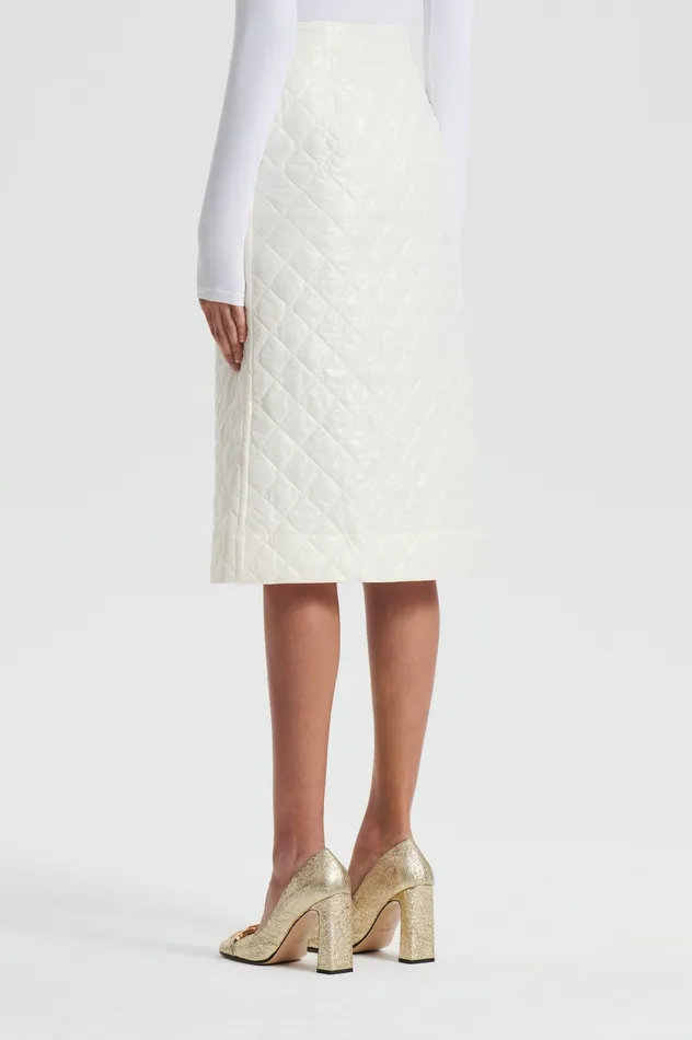 Women Skirts Scanlan Theodore QUILTED SKIRT WHITE Women Skirts Scanlan Theodore QUILTED SKIRT WHITE