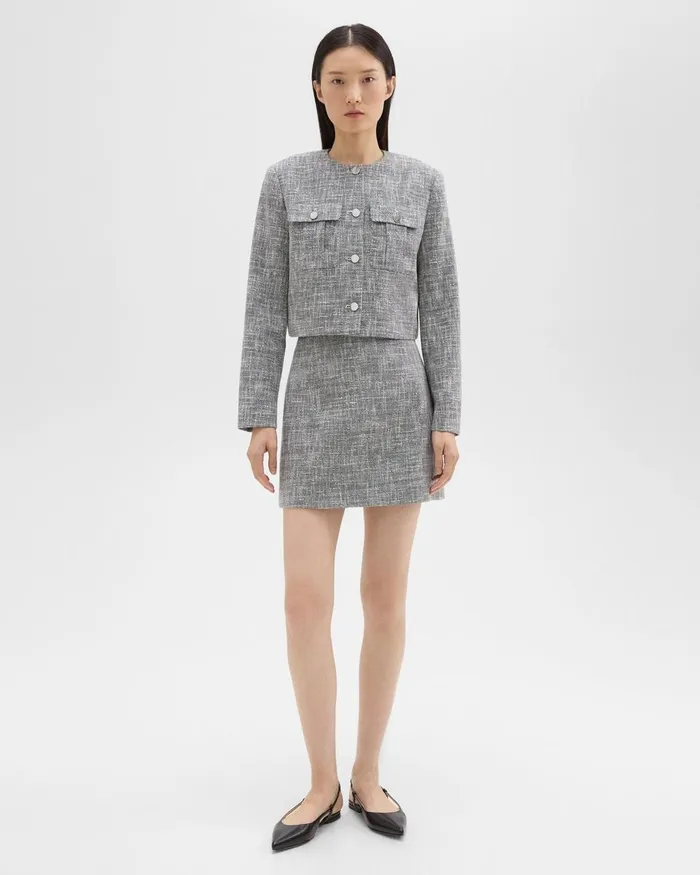 Women Skirts Theory Mini Skirt In Canvas Tweed Black Multi